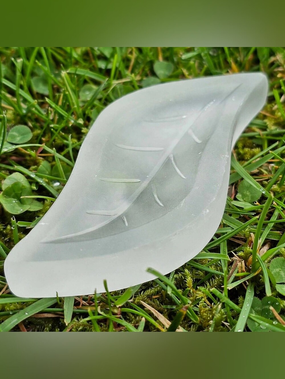Selenite Crystal Leaf Dish, Translucent White Satin Spar Gypsum Charging Plate